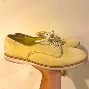 Coach pastel green loafers with cute tassels